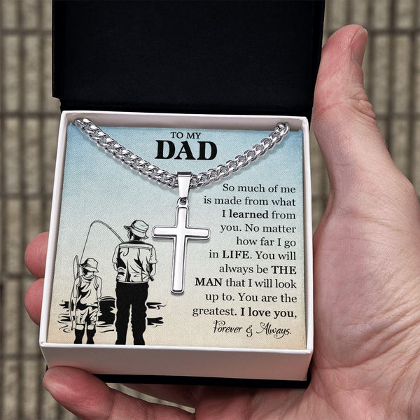 Dad's Greatest Tribute: Cuban Chain with Artisan Cross Necklace - Forever and Always