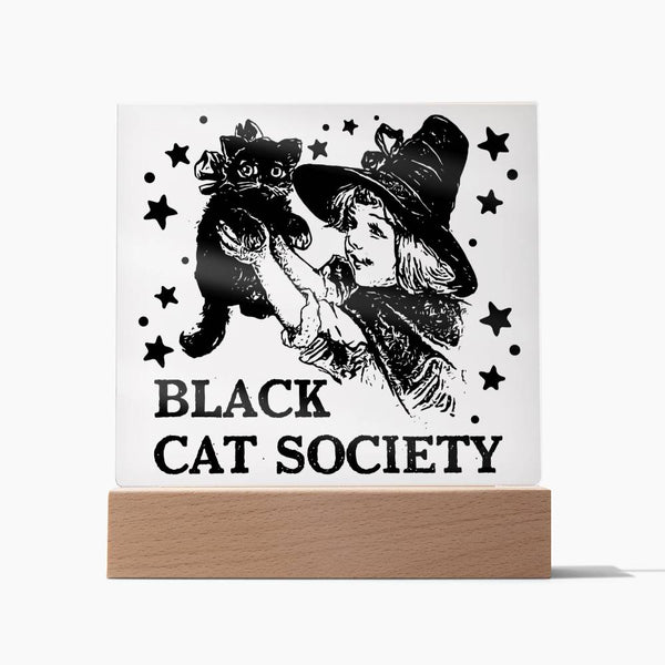 Join the Black Cat Society - Halloween Plaque for Spooky Fun