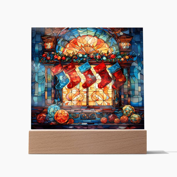 Stained Glass Christmas Ver1 Acrylic Square Plaque