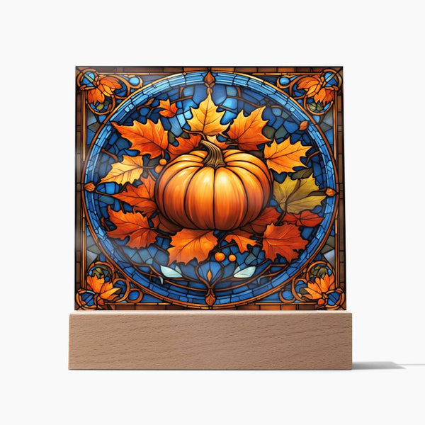 Stained Glass Pumpkin Thanksgiving - Acrylic Plaque