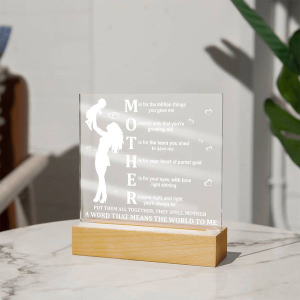 Mom-Means The World-Acrylic Acrylic Square Plaque