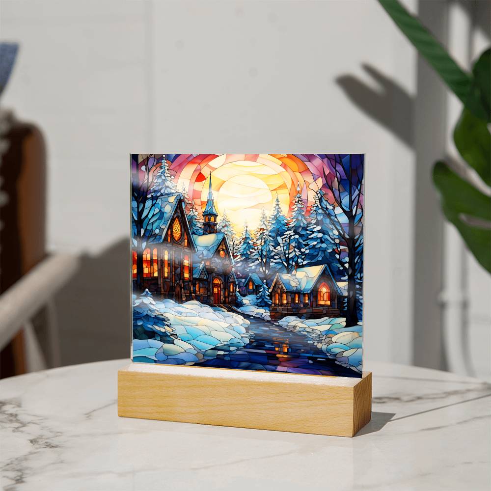 Stained Glass Christmas Ver2 Acrylic Square Plaque