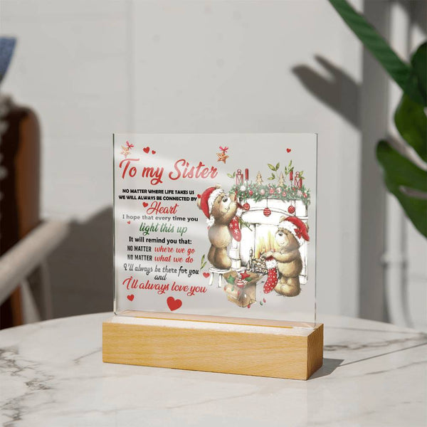 Sister-Connected By Heart-Acrylic Square Plaque