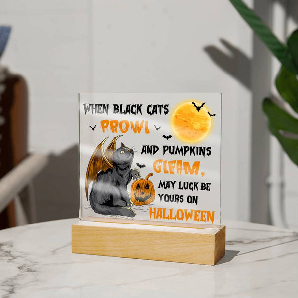 Black Cats Prowl - Pumpkins Gleam - Halloween Plaque