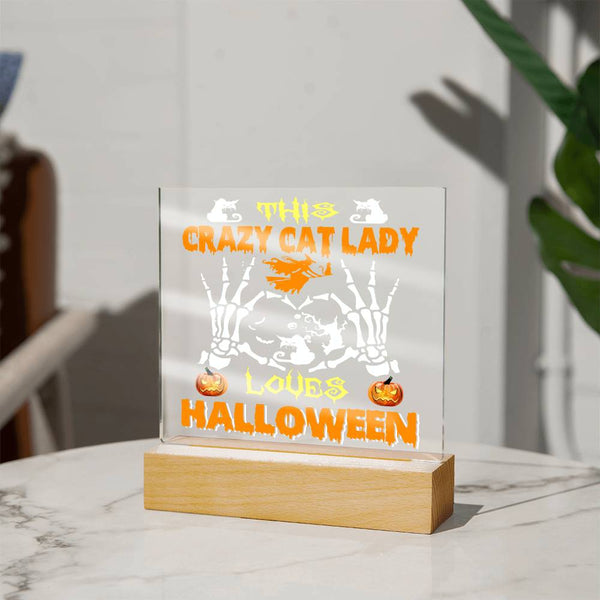 Cozy Cat Woman - Halloween Plaque for a Purrfectly Spooky Night