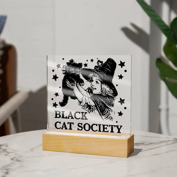 Join the Black Cat Society - Halloween Plaque for Spooky Fun