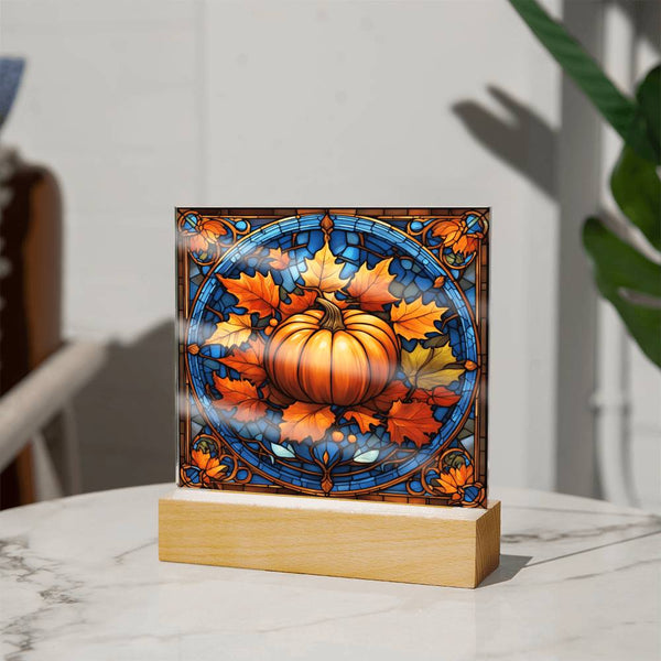 Stained Glass Pumpkin Thanksgiving - Acrylic Plaque