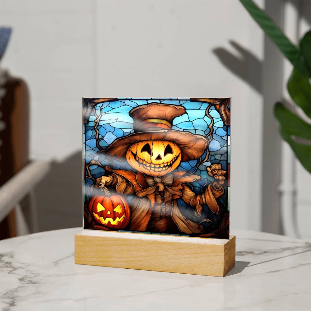 Halloween - Pumpkin Ghost Stained Glass