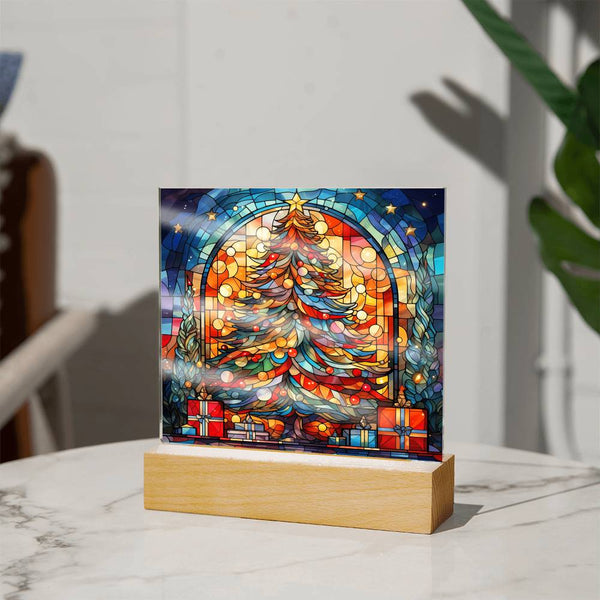 Stained Glass Christmas Ver3 Acrylic Square Plaque