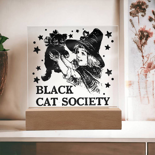 Join the Black Cat Society - Halloween Plaque for Spooky Fun