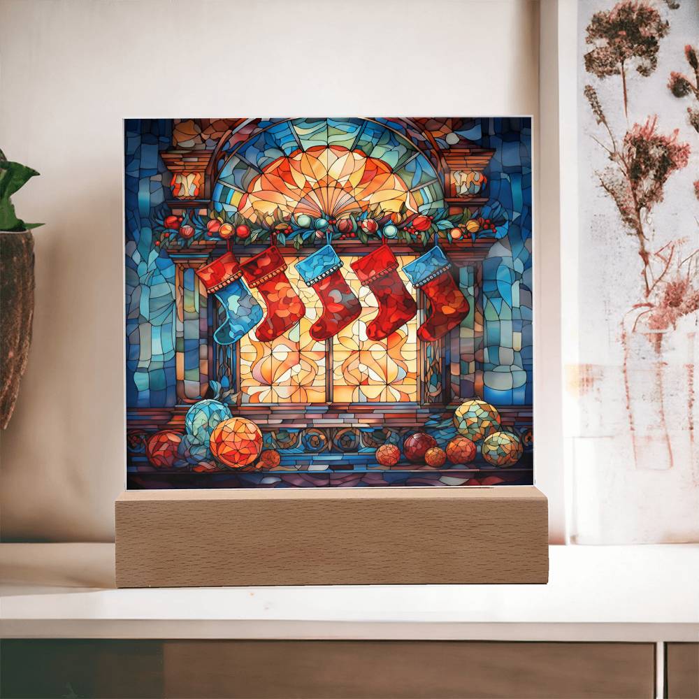 Stained Glass Christmas Ver1 Acrylic Square Plaque