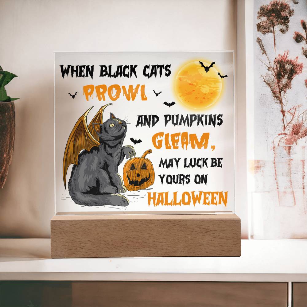 Black Cats Prowl - Pumpkins Gleam - Halloween Plaque