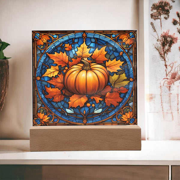 Stained Glass Pumpkin Thanksgiving - Acrylic Plaque