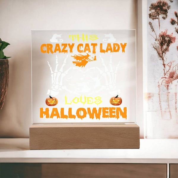 Cozy Cat Woman - Halloween Plaque for a Purrfectly Spooky Night