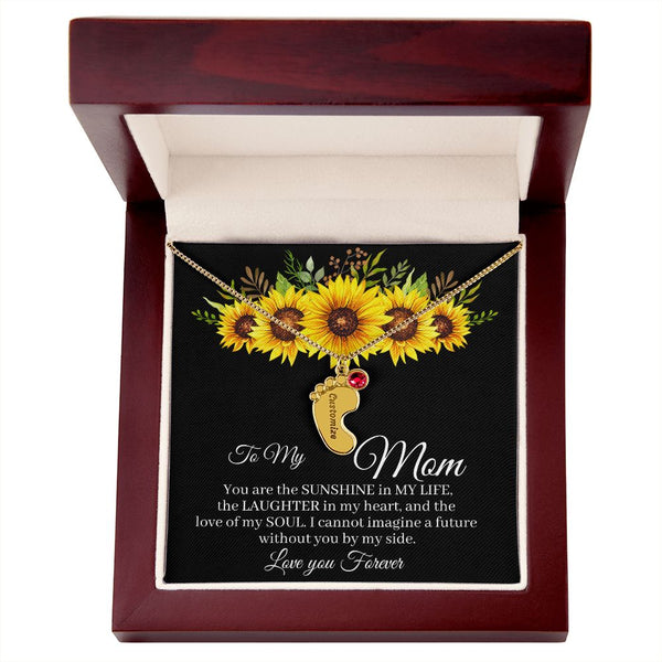 To Mom - Baby foot birthstone necklace