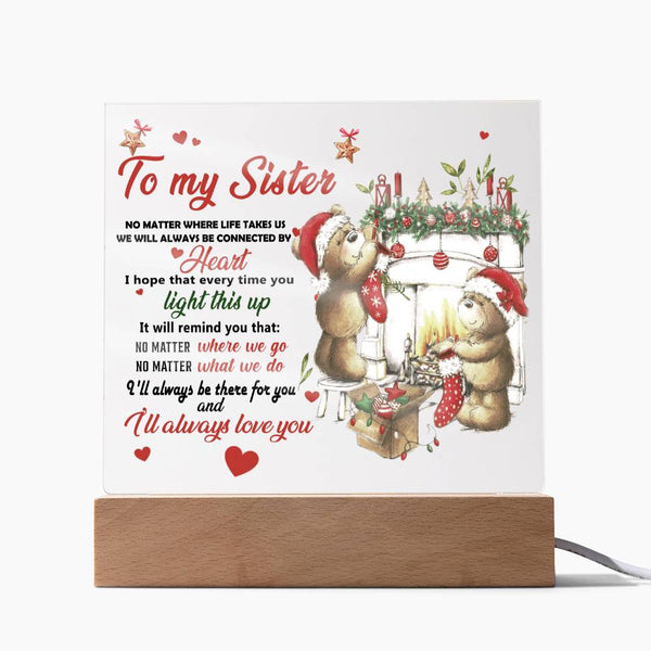 Sister-Connected By Heart-Acrylic Square Plaque