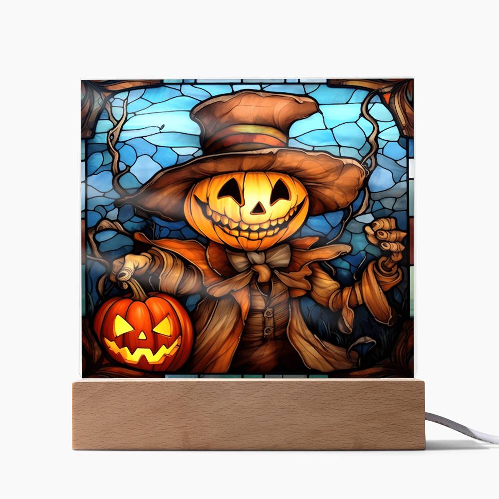 Halloween - Pumpkin Ghost Stained Glass