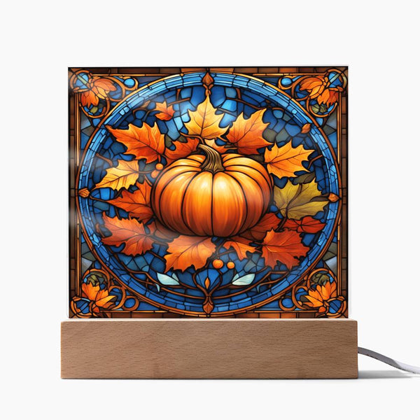 Stained Glass Pumpkin Thanksgiving - Acrylic Plaque
