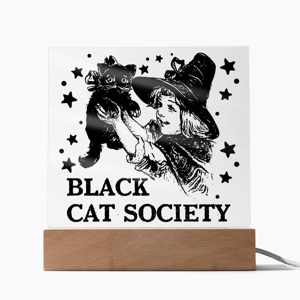 Join the Black Cat Society - Halloween Plaque for Spooky Fun