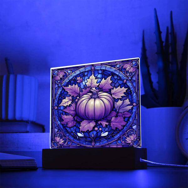 Stained Glass Pumpkin Thanksgiving - Acrylic Plaque