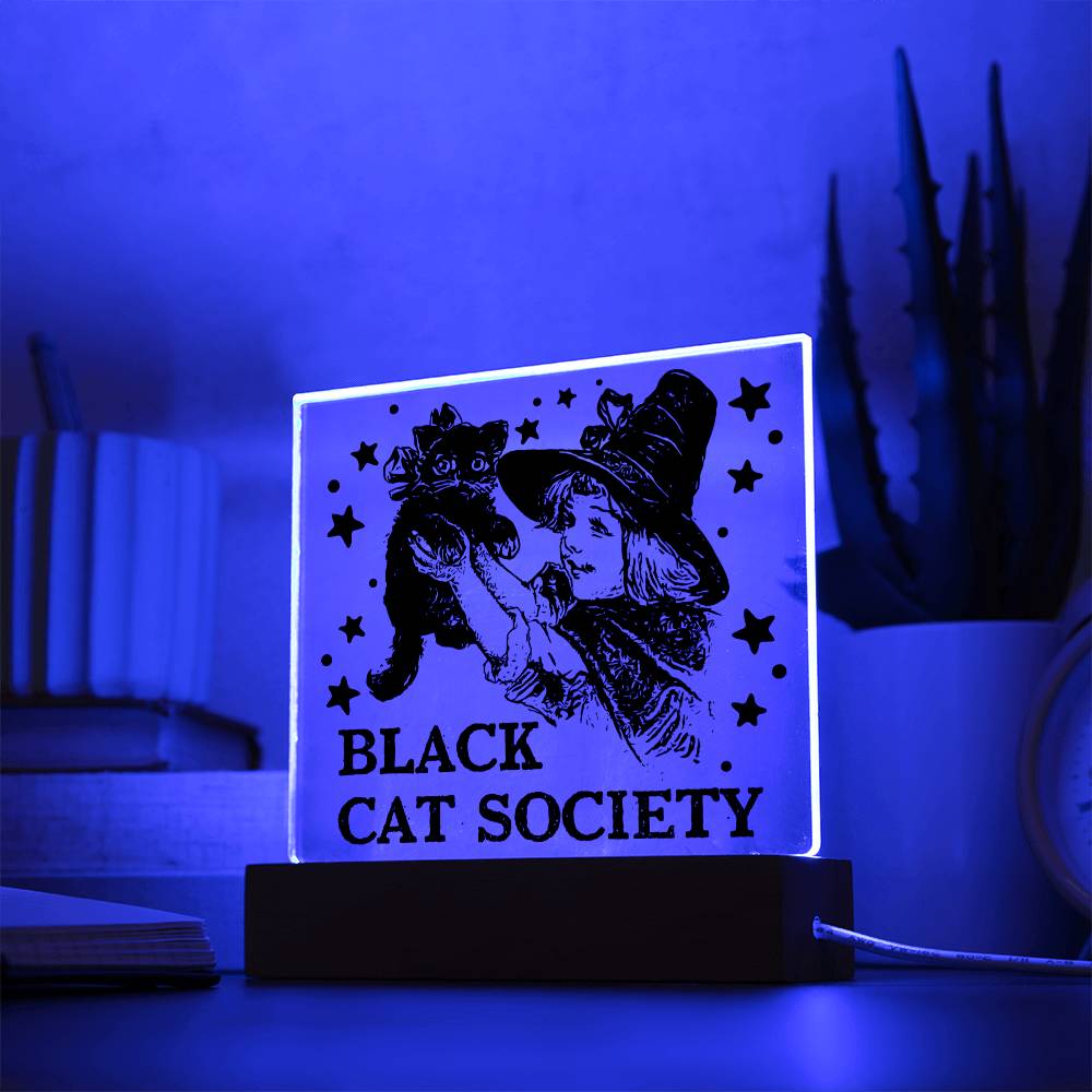 Join the Black Cat Society - Halloween Plaque for Spooky Fun
