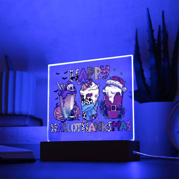 HappyHallothankmas Acrylic Plaque - A Festive Fusion for the Holidays