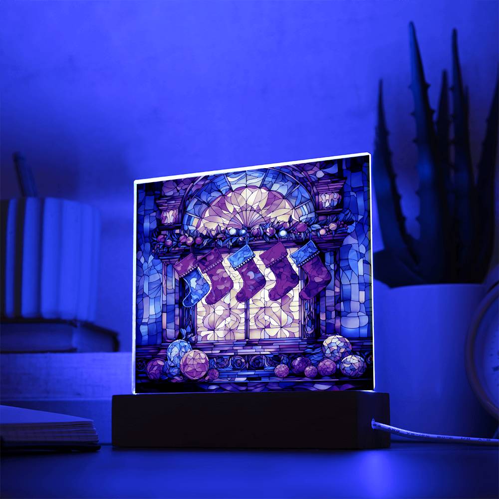 Stained Glass Christmas Ver1 Acrylic Square Plaque