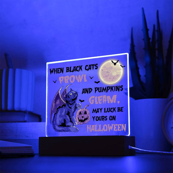 Black Cats Prowl - Pumpkins Gleam - Halloween Plaque