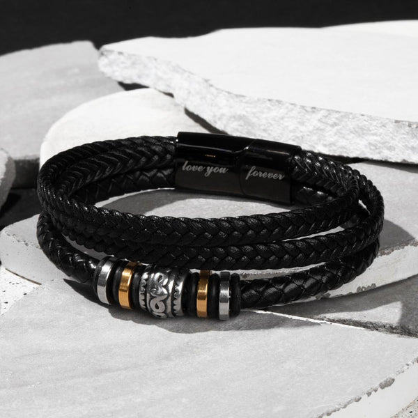 Last Everything: Men's Leather Bracelet with Heartfelt Words of Love