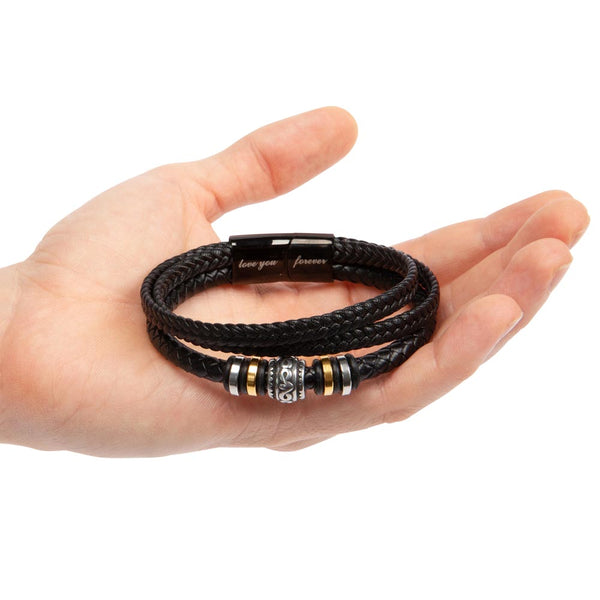 Love Through Laughter: Men's Leather Bracelet Set with Heartfelt Sentiments