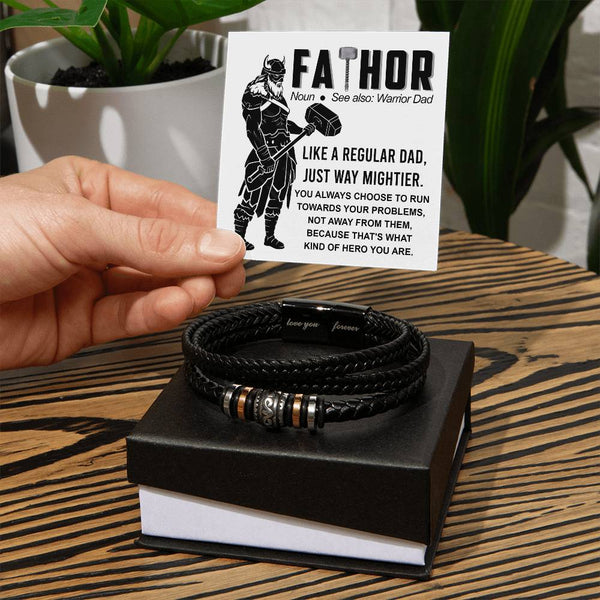 Dad-Warrior Dad-Bracelet Stylish Men's Leather Bracelet | Unique Father's Day Gift