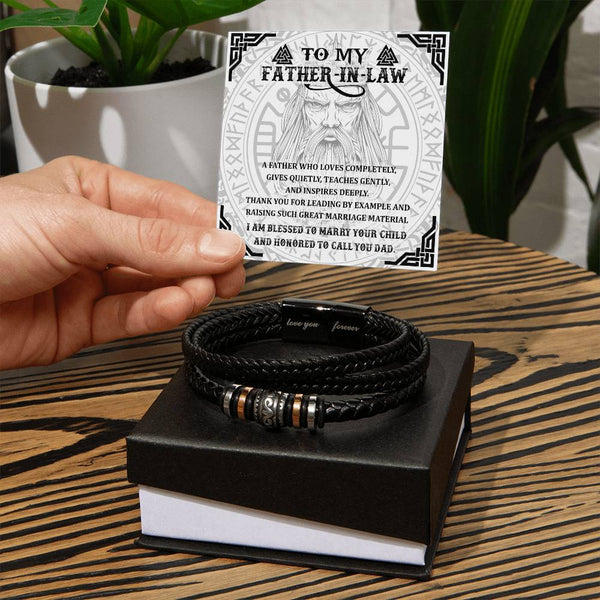 Father-in-Law-Leading By Example-Bracelet Stylish Men's Leather Bracelet | Unique Father's Day Gift