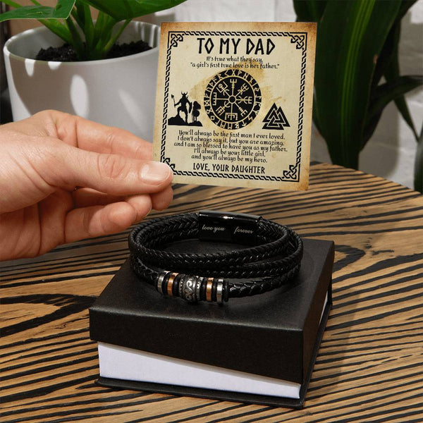 Dad-First True Love-Bracelet Stylish Men's Leather Bracelet | Unique Father's Day Gift