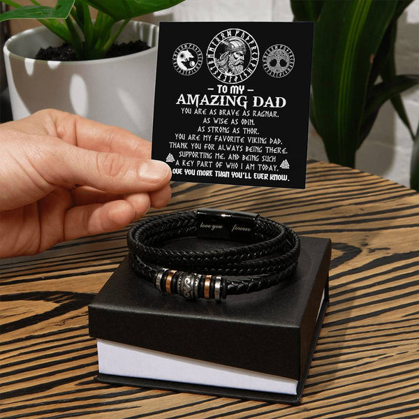 Dad-Viking Dad-Bracelet Stylish Men's Leather Bracelet | Unique Father's Day Gift