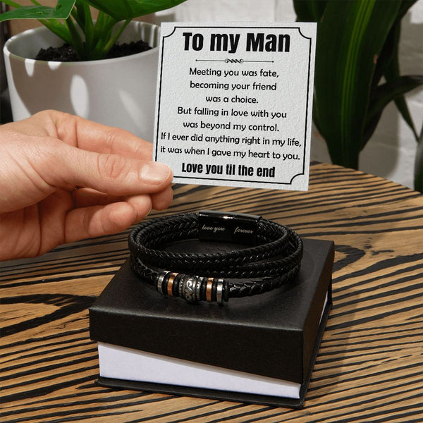 Love Beyond My Control: Men's Leather Bracelet with Unbreakable Fate