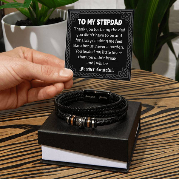 Stepdad-Will Be Forever-Bracelet Stylish Men's Leather Bracelet | Unique Father's Day Gift