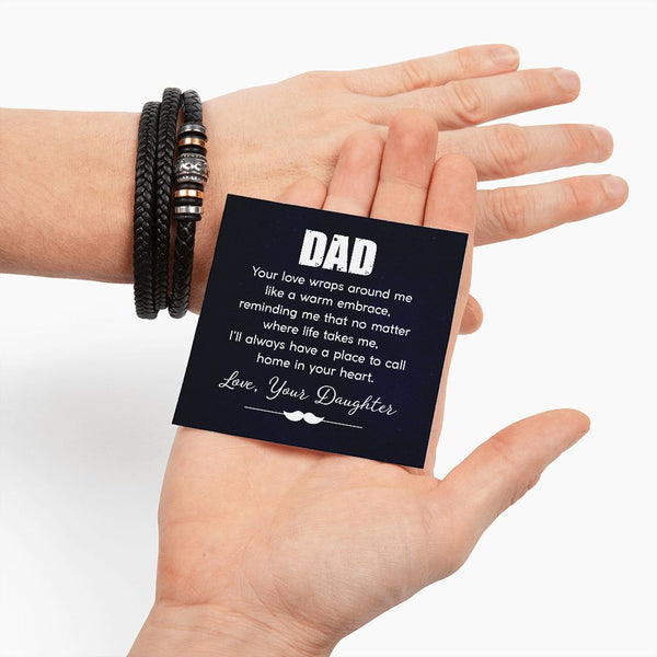 Embrace the Love: Father's Day Leather Bracelet & Message Card - A Timeless Tribute to the Unbreakable Father-Daughter Bond
