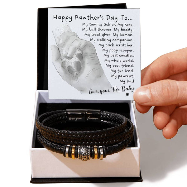 Fur Dad-My Whole World-Bracelet Stylish Men's Leather Bracelet | Unique Father's Day Gift