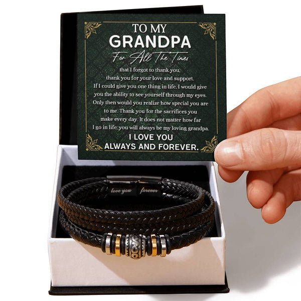 Grandpa-Thank You-Bracelet Stylish Men's Leather Bracelet | Unique Father's Day Gift