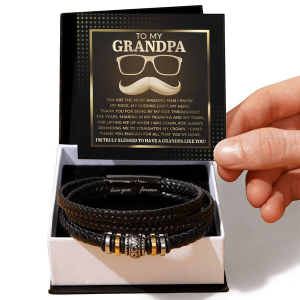 Grandpa-Truly Blessed-Bracelet Stylish Men's Leather Bracelet | Unique Father's Day Gift