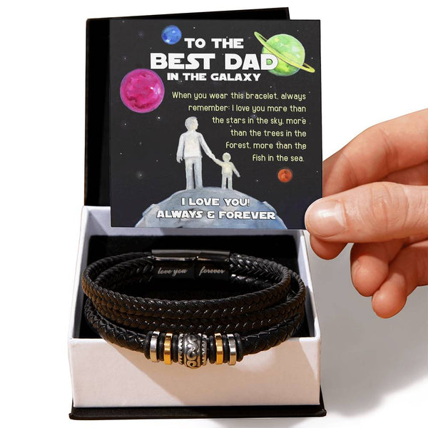Dad-In The Galaxy-Stylish Men's Leather Bracelet | Unique Father's Day Gift