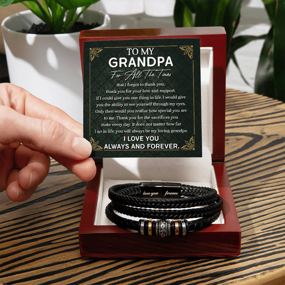 Grandpa-Thank You-Bracelet Stylish Men's Leather Bracelet | Unique Father's Day Gift