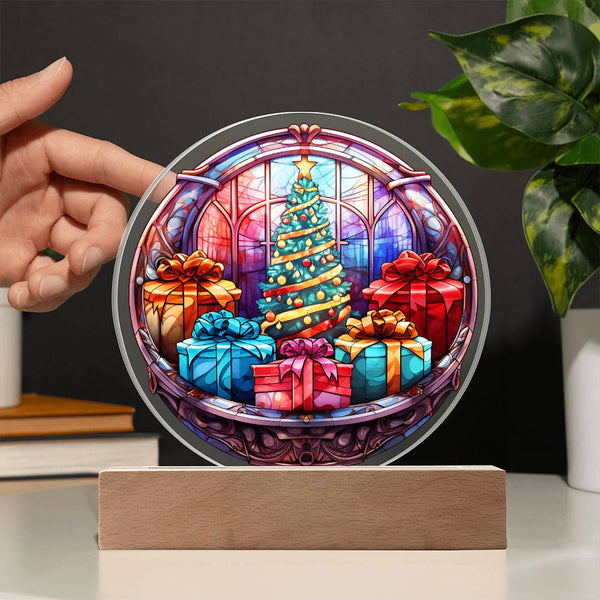 Christmas Tree and Gift-Acrylic Circle