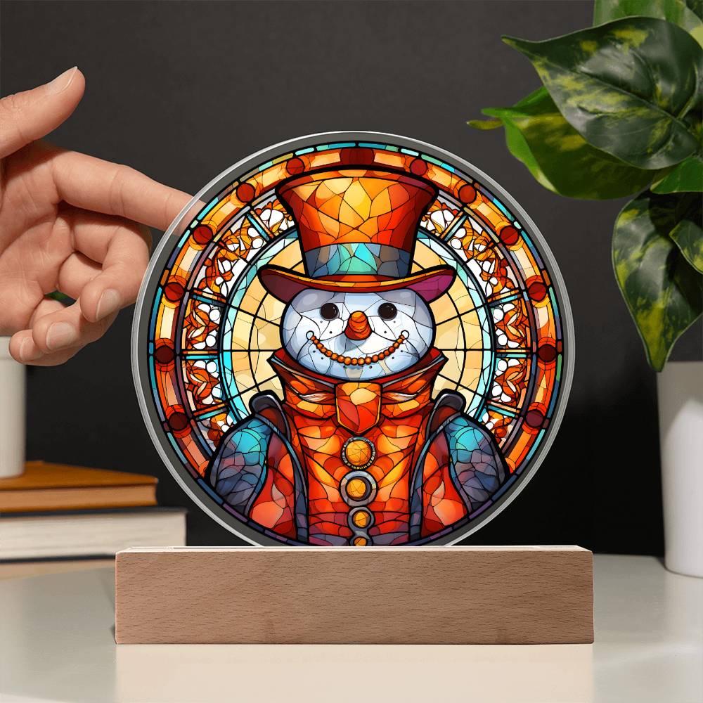 Snowman-Acrylic Circle Acrylic Plaque