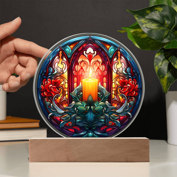 Warm Candle-Acrylic Circle Acrylic Plaque