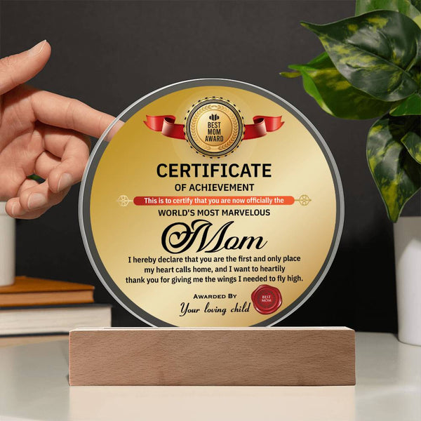 Mom-World_s Most Marvelous-Circle Acrylic Acrylic Circle Plaque