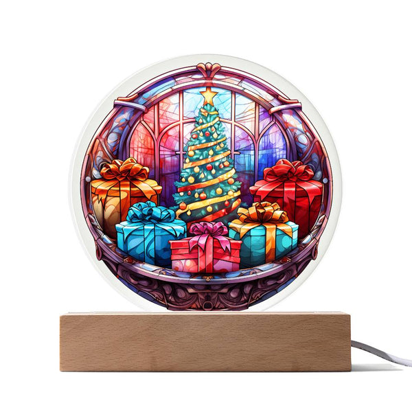 Christmas Tree and Gift-Acrylic Circle