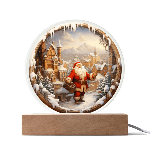 Santa Claus Comes To Town Acrylic Circle Plaque