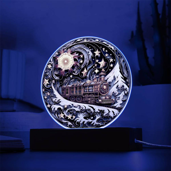 Wonderful Train Christmas Acrylic Circle Plaque