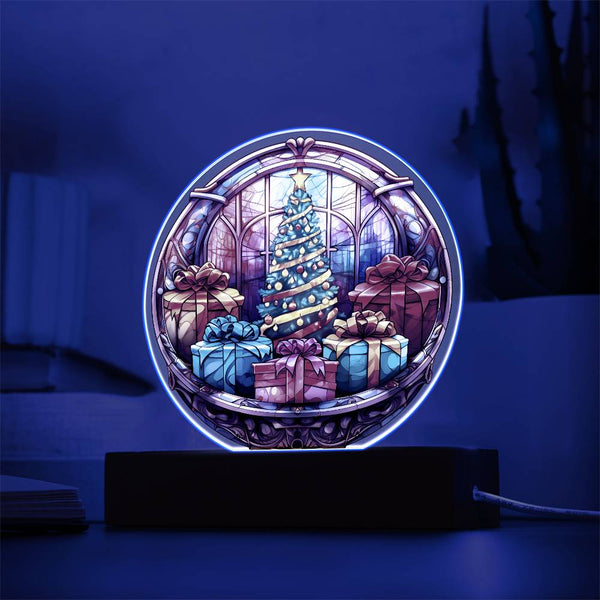 Christmas Tree and Gift-Acrylic Circle